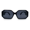 thumbnail image 3 of Retro Octagonal Dimensional Plastic Thick Temple Fashion Sunglasses All Black, 3 of 8