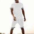 thumbnail image 3 of Short Sets for Men Short Sleeve Crewneck T Shirt and Bermuda Shorts 2 Piece Matching Set Mens Summer Outfits, 3 of 6