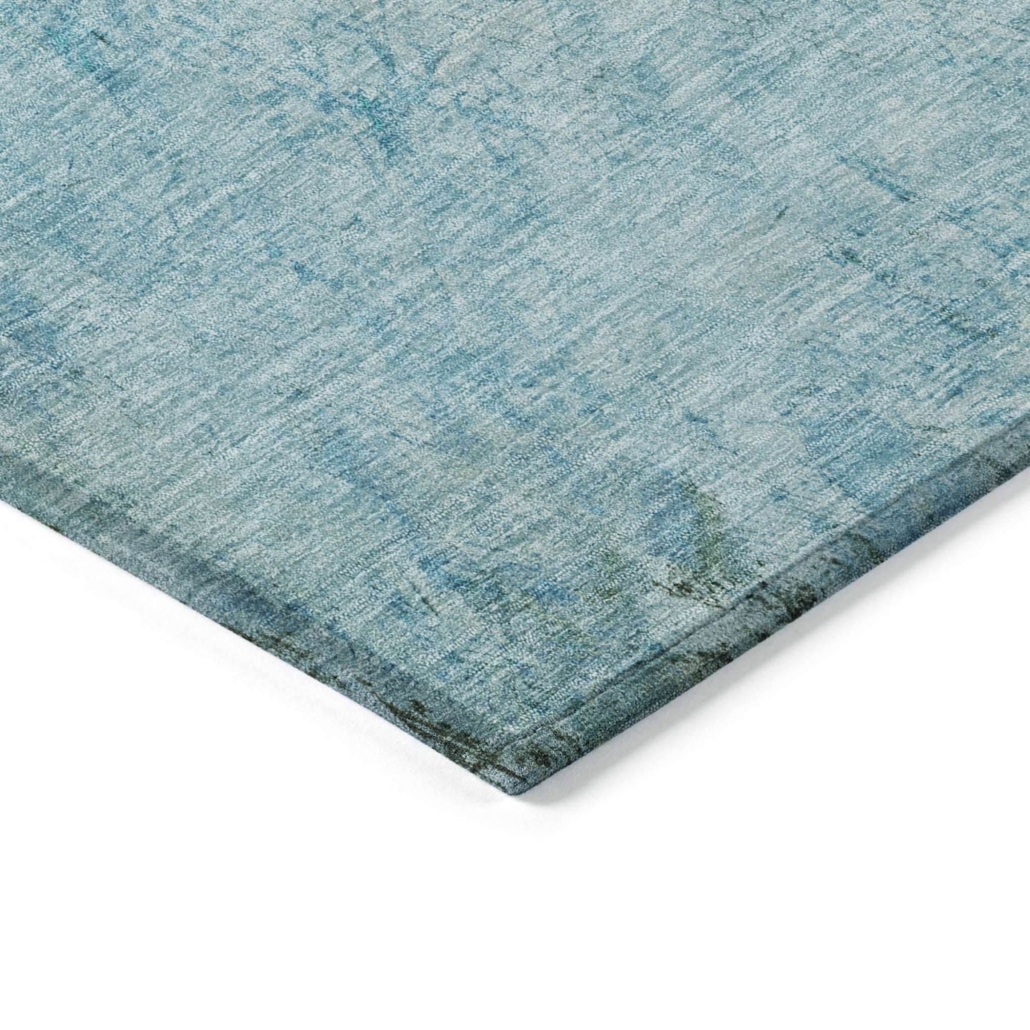 8' X 10' Teal Blue And Gold Abstract Washable Indoor Outdoor Area Rug