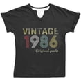 thumbnail image 4 of Women's Vintage 1986 Print T-Shirt V-Neck Short Sleeve Casual Summer Basic Tee, 4 of 4