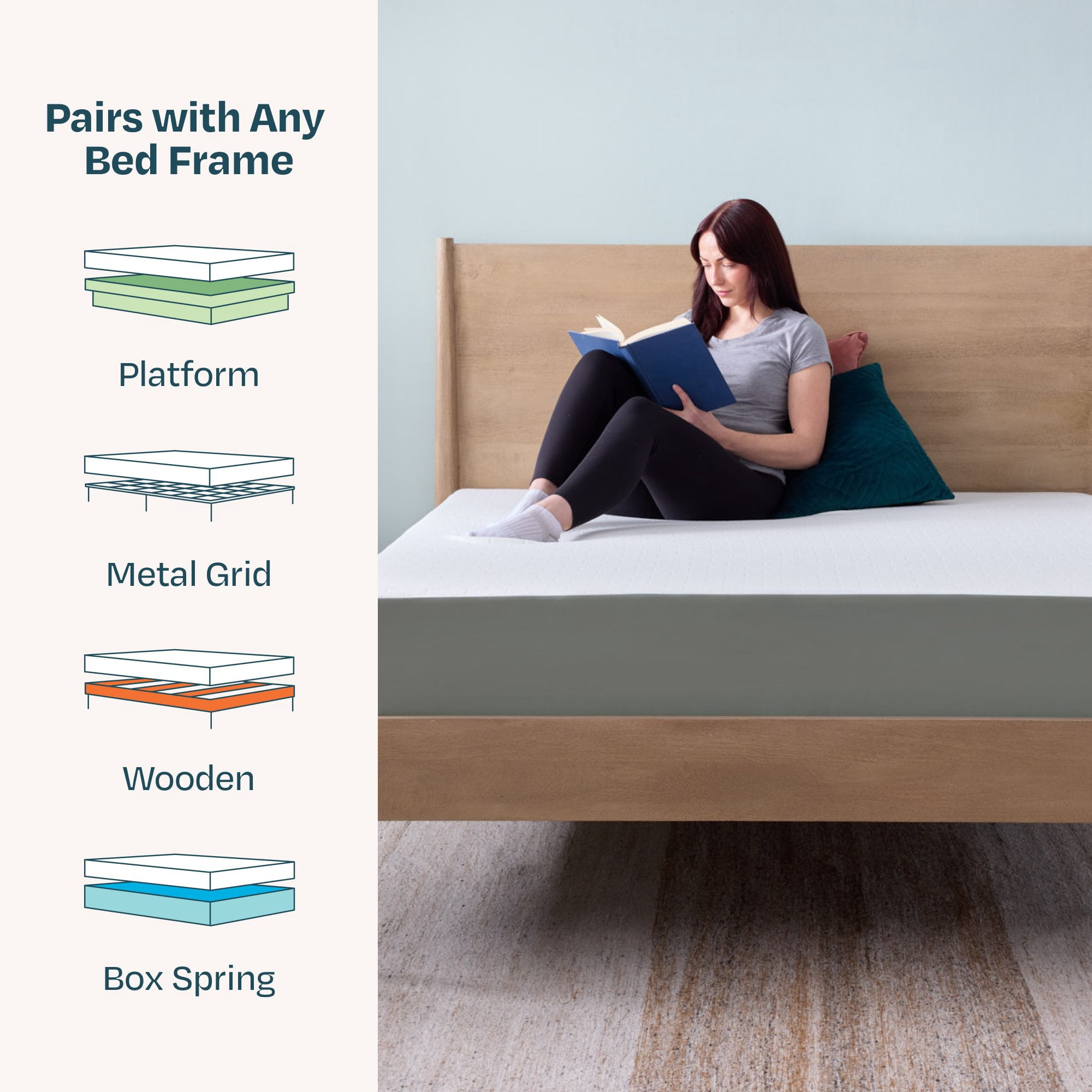 Linenspa Eden 8” Green Tea Memory Foam Mattress with Cooling Gel, Full