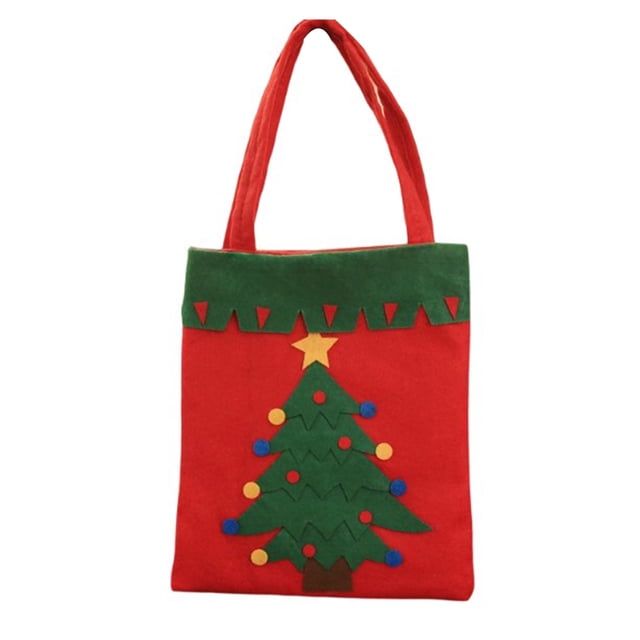 kurtrusly Christmas Gift Bag Candy Sweets Treat Tote Pouch Sack Present Handbag Xmas Party Decor,Tree 4 1 Pc
