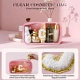 thumbnail image 6 of Soda Candy Initial Clear Makeup Bag Personalized Preppy Cosmetic Bag Travel Toiletry Bag Waterproof PU Large Make up Pouch Bag for Purse Birthday Xmas Gift Cute Stuff for Women, Pink, I, 6 of 7