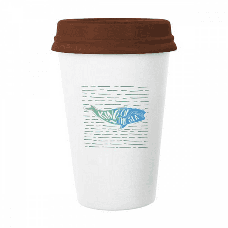 

King Whale Sea Animal Art Deco Fashion Mug Coffee Drinking Glass Pottery Cerac Cup Lid