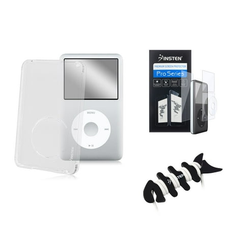 Insten Clear Crystal Hard Cover Case+4x Screen Protector+Headset Wrap For Apple iPod Classic