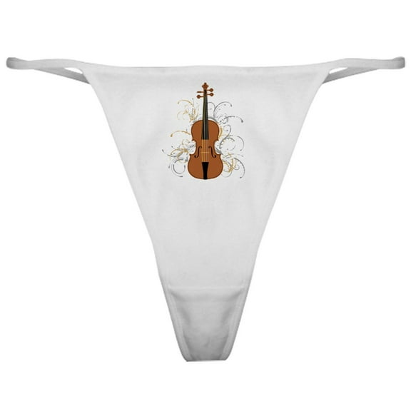 CafePress - Violin Swirls (For Dark Colours) Classic Thong - Women's Novelty Thong Panties Underwear