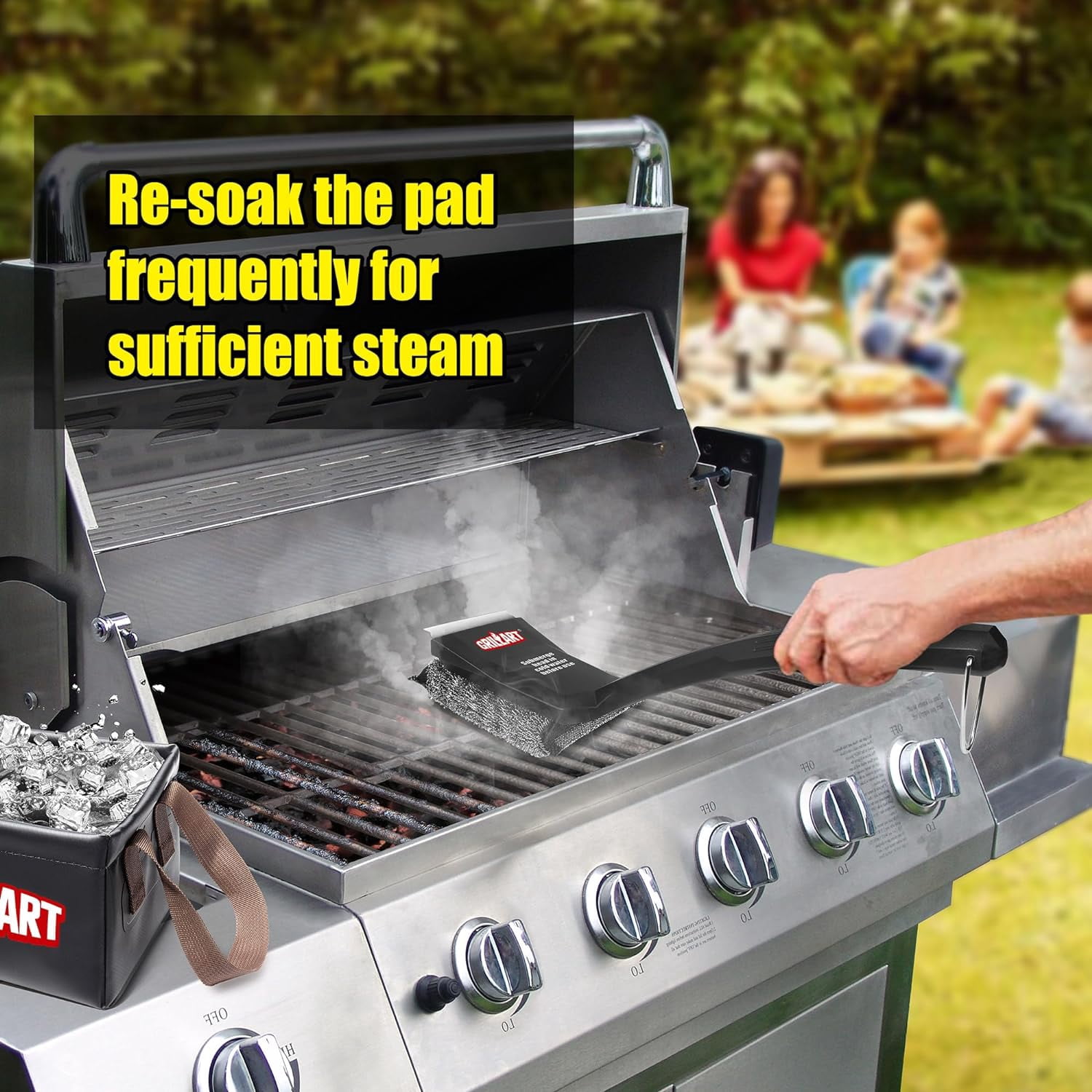 GRILLART Grill Brush Bristle Free, SteamWizards [Ultra Safe & Efficient] Grill Cleaner Brush with 1 Replacement Head, for Cast Iron and Stainless Steel Grates, Grill Cleaning Brush