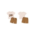 thumbnail image 3 of Aojekbee Toddler Boy Farm Outfit LetterAnimal Print Short Sleeve Tops with Elastic Waist Shorts 2 Pcs Clothes, 3 of 10