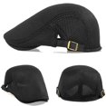 thumbnail image 3 of Minzimin 2 Pack Men's Mesh Cap Breathable Summer Newsboy Hat Adjustable Beret Ivy Cap Irish Cabbie Driving Hats, 3 of 7