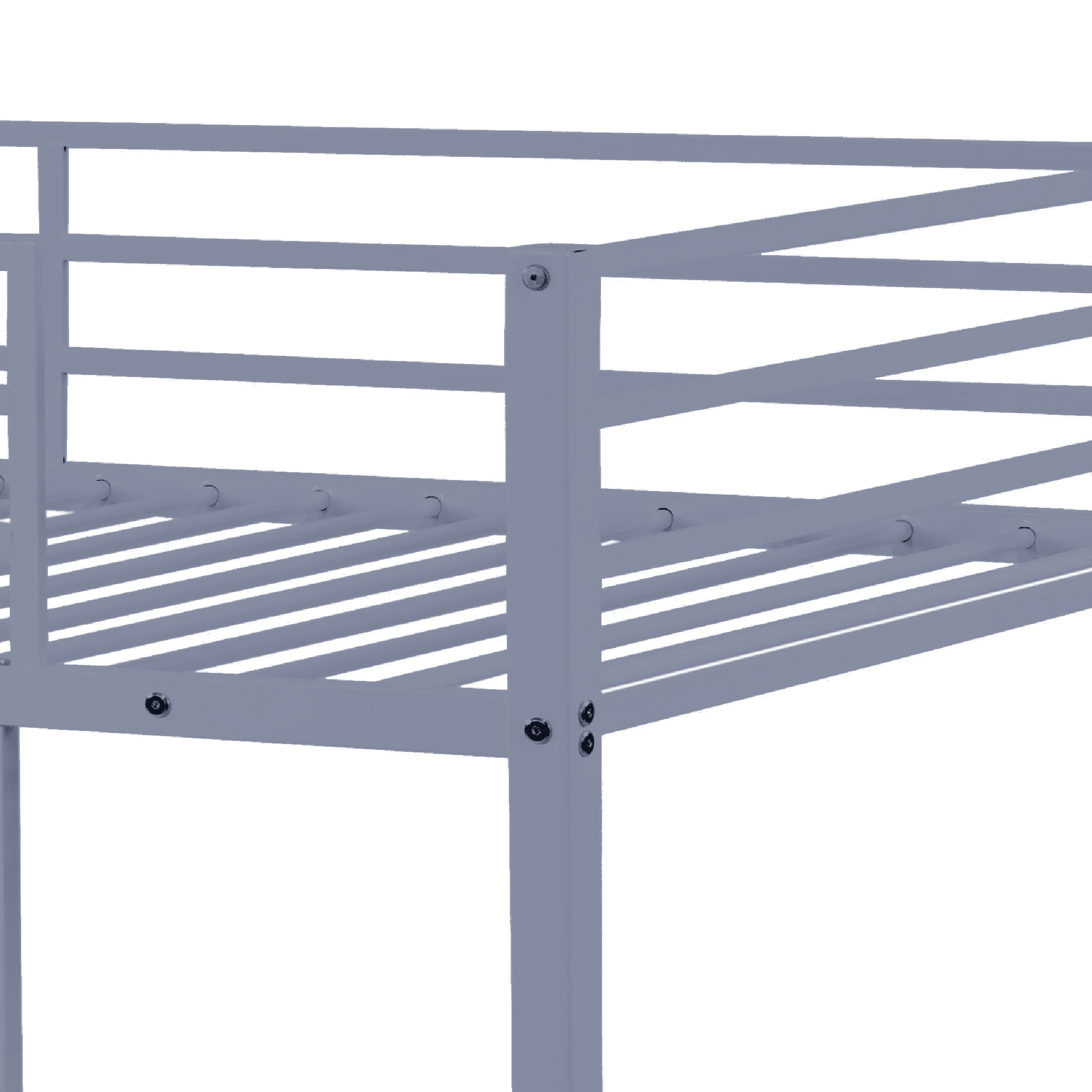 MAYEERTY Twin Size Metal Bunk Bed, Low Profile Bed Frame with Built-in Ladder, High Guardrail, Space-Saving for Kids, No Box Spring Required, Gray