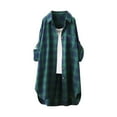 thumbnail image 2 of Blmnix Green Button Up Shirt Women Plaid Gauze Teacher Tshirts Long Sleeve V-Neck Tops, 2 of 5