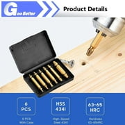 Goobetter Professional Screw Extractor Kit 6Pcs | High Speed Steel Bolt & Screw Remover | Damaged Screw Drill Bit Set for Broken Bolts