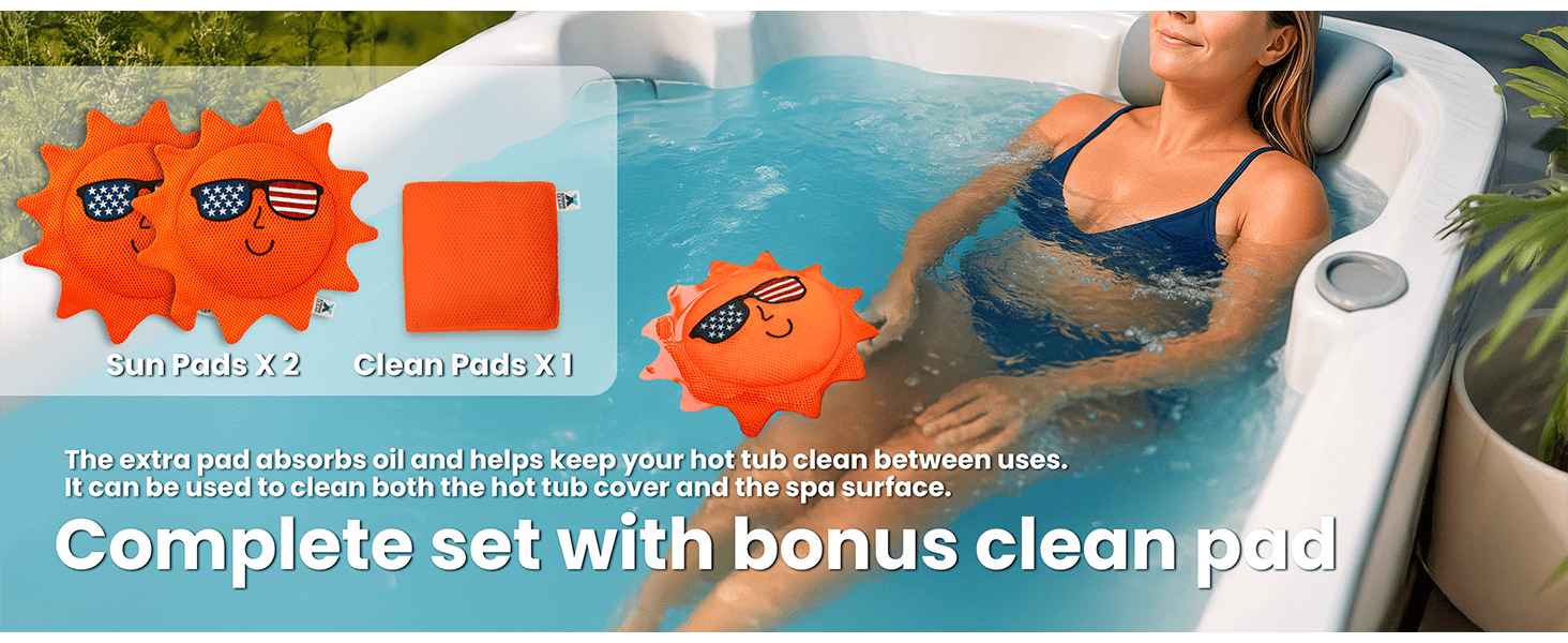 XtremepowerUS Hot Tub Scum Absorber Sun, Large Reusable Oil & Scum Sponge for Spas & Hot Tubs, Orange, 3-Pack