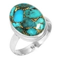 thumbnail image 1 of 925 Sterling Silver Ring For Women - Teens Copper Blue Turquoise Gemstone Silver Ring Size 5 December Birthstone Costume Silver Ring Size 5 Easter Gift For Girl Friend Gemstone 925 Silver Jewelry, 1 of 6