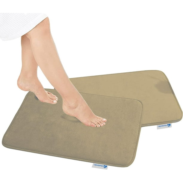 Set de 2 Tapetes para Baño Bluelander Antiderrapante Memory Foam Beige
