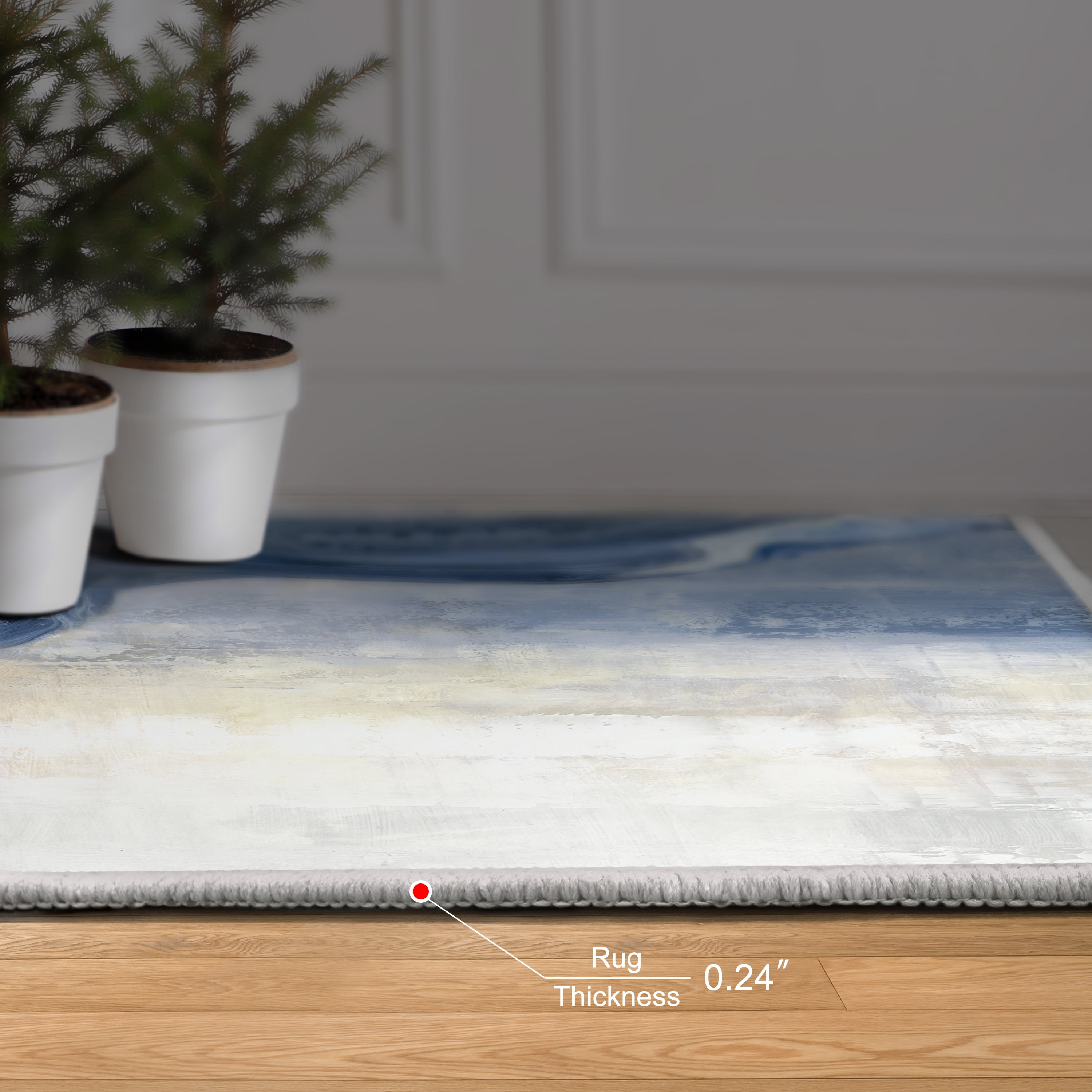 Blue Vulcanic Explosion Washable Abstract Art Area Rug size 8'x10', Power-loomed, Heavenly Softness with Non-Slipping Backing