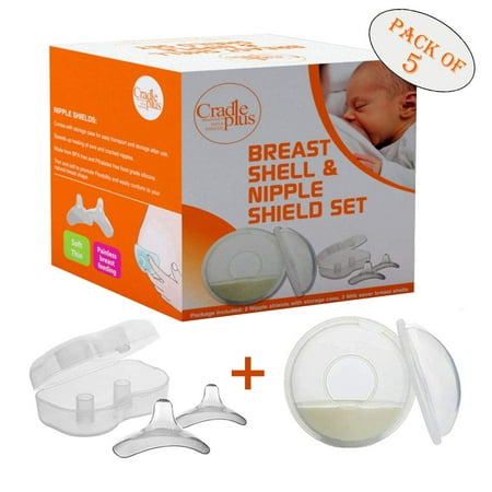 Cradle Plus Nipple Shield and Breast Shell Breastfeeding Essentials, Pack of 5