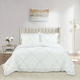 thumbnail image 2 of Marina Decoration Lush Ruffled Textured Shabby Chic Stitching Coverlet Bedspread Ultra Soft Solid Summer Embroidered Quilt Set with Quilted Shams, White Color, 2 of 6