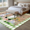 thumbnail image 4 of Large Area Rugs for Living Room Bedroom, Happy Easter 6'x9' Rug Washable Carpet Runner Indoor Outdoor, Gnomes Rabbit Flowers Green Check Wooden Non Slip Floor Mats Rug for Kitchen, Playroom, 4 of 8