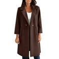 thumbnail image 6 of Women's Wool Blend Coat Single Breasted Notched Lapel Peacoat Mid Long Jacket Winter Warm One Button Overcoat with Pocket, 6 of 6