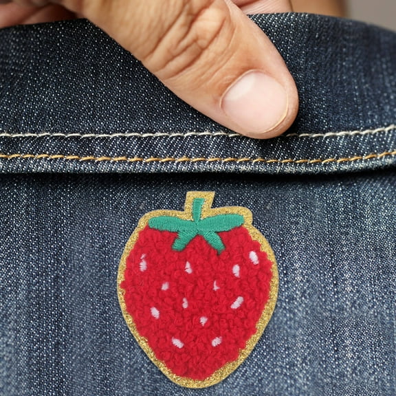 ADDHAT 12Pcs Strawberry Fabric Stickers Iron on Patches for Clothes Jackets Hats and Backpacks