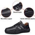 thumbnail image 3 of Mens Casual Leather Shoes Breathable Driving Loafers Walking Comfortable Fashion Lace Up Non-slip Sneakers Slip On Flat Black 7.5 US, 3 of 7