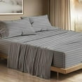 thumbnail image 2 of 4 Piece 100% Egyptian Cotton Sheets 800 Thread Count Hotel Quality Smooth & Soft Bedding Sheet Set King Size - 15" Inch Deep Pocket - Silver Stripe, 2 of 7