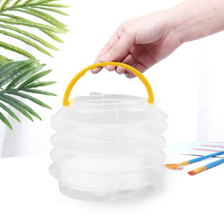 Washranp Paint Brush Water Container Collapsible Bucket with  Handle,Transparent Visible Plastic Watercolor Paint Brush Washer Art  Supplies