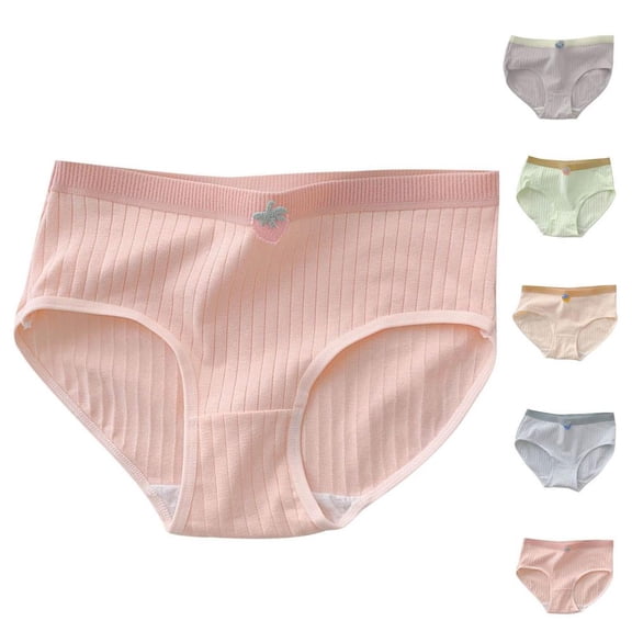 Bxsruta Girls Cotton Underwear Mid Waist Breathable Panties Teen Girls Soft Briefs Full Coverage Comfy Daily Wear for Students