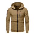 thumbnail image 4 of Rrunsv 2024 New Zipper Hoodies for Men Slim Sweatshirts Fall Casual Fashion Coats(Khaki,M), 4 of 5