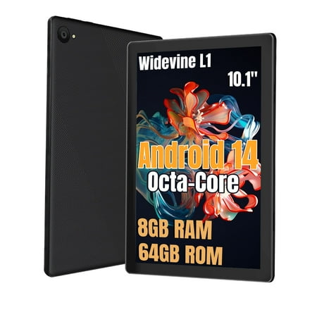 2025 Tablet 10.1" Android 14 Tablet 8+64GB Octa Core 1280×800 HD IPS WIFI Touch