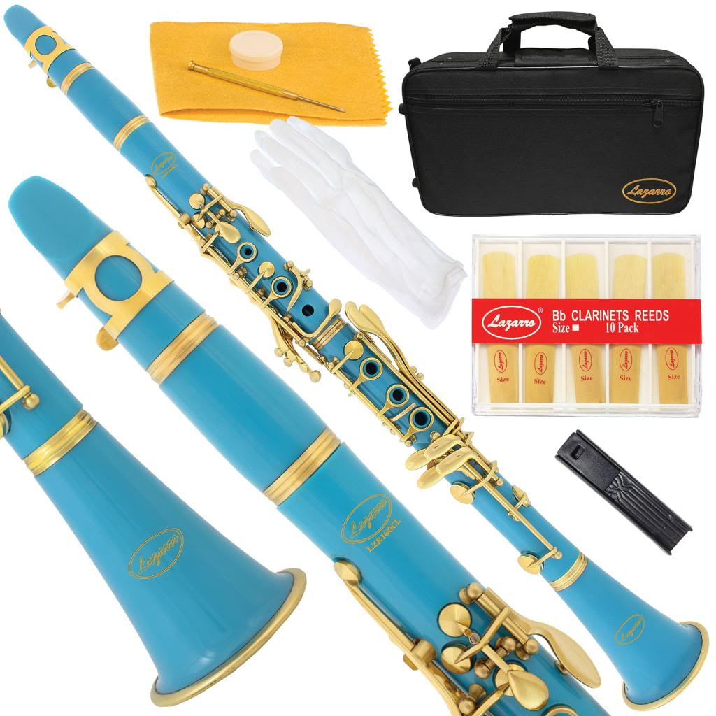 Lazarro 160SB BFlat Bb Sea BlueGold Keys with Case, 11