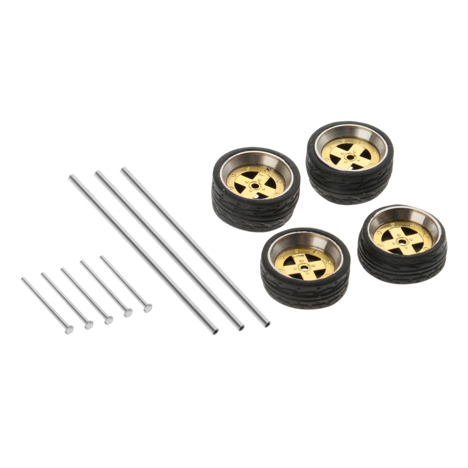 5 sets 5 star big/small Rose Gold long axle fit 1:64 Hot Wheels rubber tires 