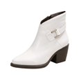 thumbnail image 2 of EKVAHL Women's Pointed Toe Ankle Boots, Chunky Mid Heel Zip Booties, Short Boots for Office Fall Occasions White, 2 of 6