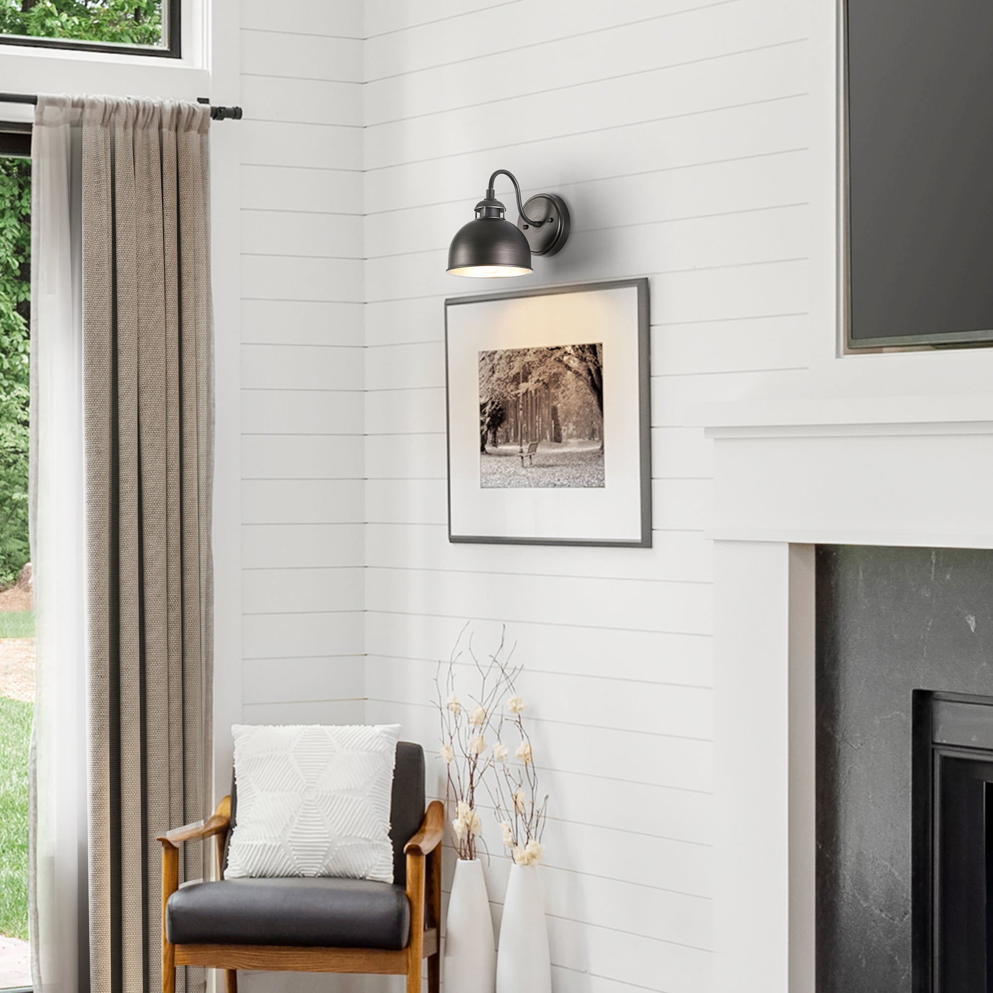 LNC Donnish 6.6-in W 1-Light Brushed Black Industrial LED Wall Sconce