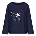 thumbnail image 4 of IROINNID Discount Long Sleeve T-Shirts for Women Causal Round Neck Printing Blouse T-Shirt Button Tops,Navy, 4 of 4