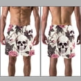 thumbnail image 3 of luoweisi Men's Beach Shorts Quick Dry Swim Trunks with Mesh Lining Roses and Skull 2XL, 3 of 5