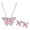 Pink, variant on Lifetechs 2 Pcs/Set Necklace Earrings Set Shiny Rhinestones Butterflies Shape Pendant Necklace Stud Earrings Set Jewelry Gift