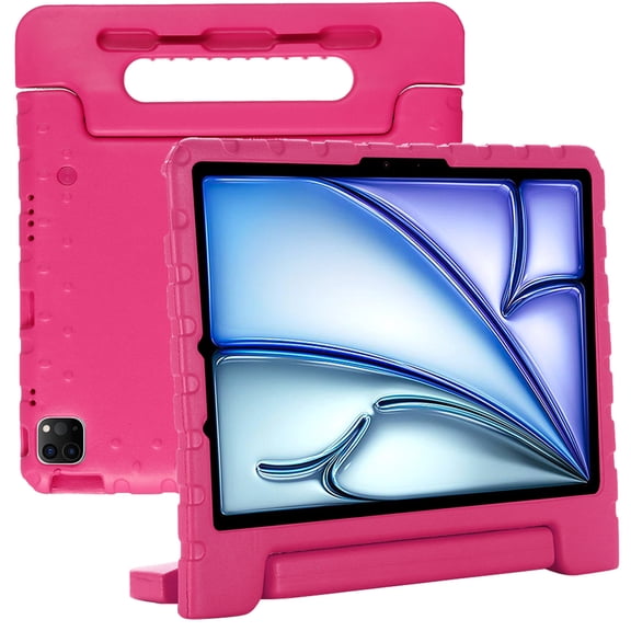 TECH CIRCLE Kids Case for iPad Air 13 inch M2 2024,iPad Pro 13" Case 2024,Lightweight Shockproof Rugged EVA Kids Friendly Handle Kickstand Child Proof Protective Kids Case with Pencil Holder,Rose
