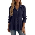 thumbnail image 2 of Women's Button-Front Oversized Long-Sleeve Shirt - Breathable Casual Office & Weekend Wear, 2 of 6