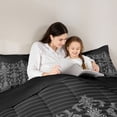 thumbnail image 5 of Manfei Ancient Damask Jacquard Full Size Comforter Sets,Victorian Baroque Print Bedding Comforter Set,Black Gray Bedding Sets For Kids,Microfiber Bedroom Decor Reversible,3-Piece, 5 of 8