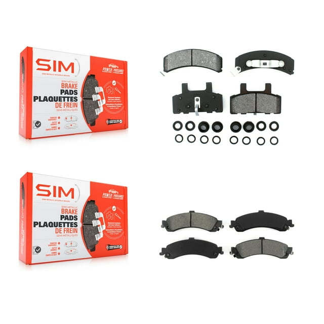 SIM Front Rear Semi-Metallic Brake Pads Kit for Car 2000 GMC Yukon Drum rear brakes with Dual Piston Caliper KSM-100237
