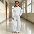 thumbnail image 2 of GiLiling Girls Pullover Hoodie with Kangaroo Pocket and Wide Leg Pants Set, Kids 2 Piece Fall Winter Sweatsuit Outfits (White, 11-12 Years), 2 of 8