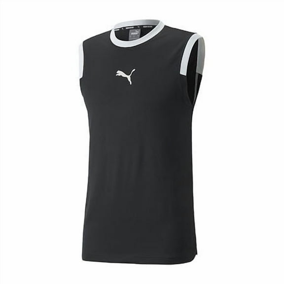 Puma Basketball Tank Top Mens Small Black Mesh Moisture Wicking Pullover FTS1053