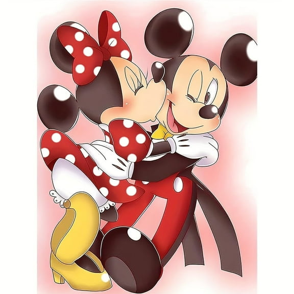 DIY 5D Diamond Digital Painting Kit Crystal Rhinestone Embroidery Cross Stitch artwork Crafts Canvas wall Decoration Birthday Gift (Mickey Minnie) 12 X 16 inches