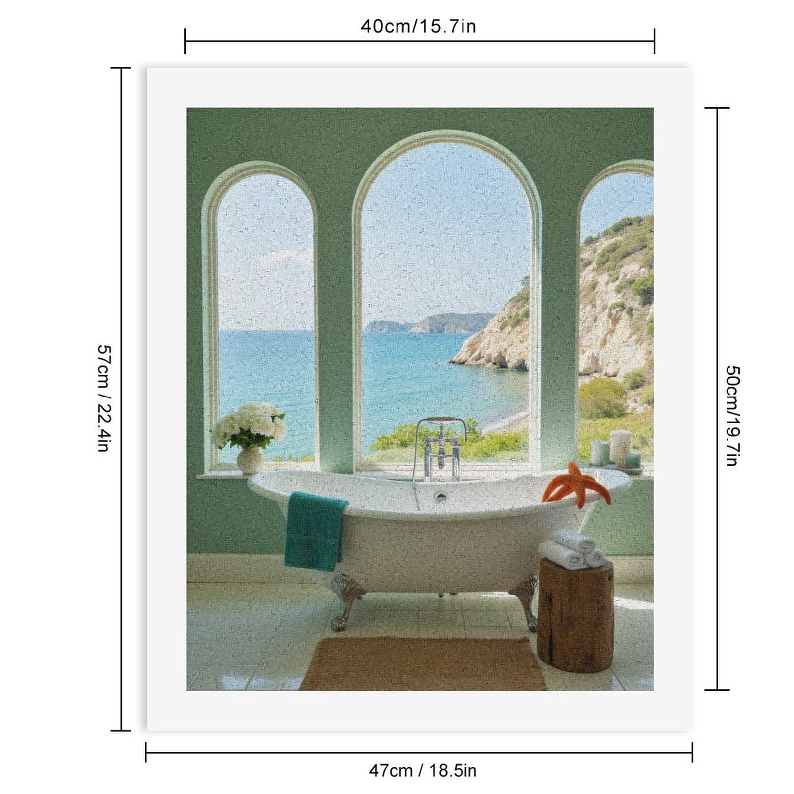 Paint by Numbers Kit for Adults, Luxurious Ocean View Bathroom Paint by Numbers, Easy Paint by Numbers Kit for Adults Beginner, DIY Adult Paint by Number Kits on Canvas, Home Decor