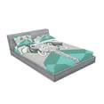 thumbnail image 2 of Ambesonne Modern Fitted Sheet & Pillow Sham Set, Minimalist Boho, Full, Teal Grey, 2 of 2