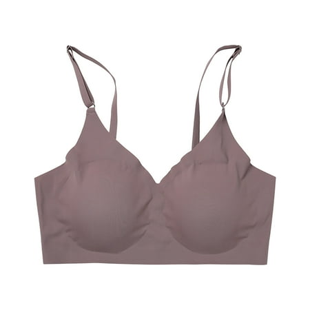 

EHTMSAK Women s Seamless V Neck Bra Seamless Soft Bra Purple Small