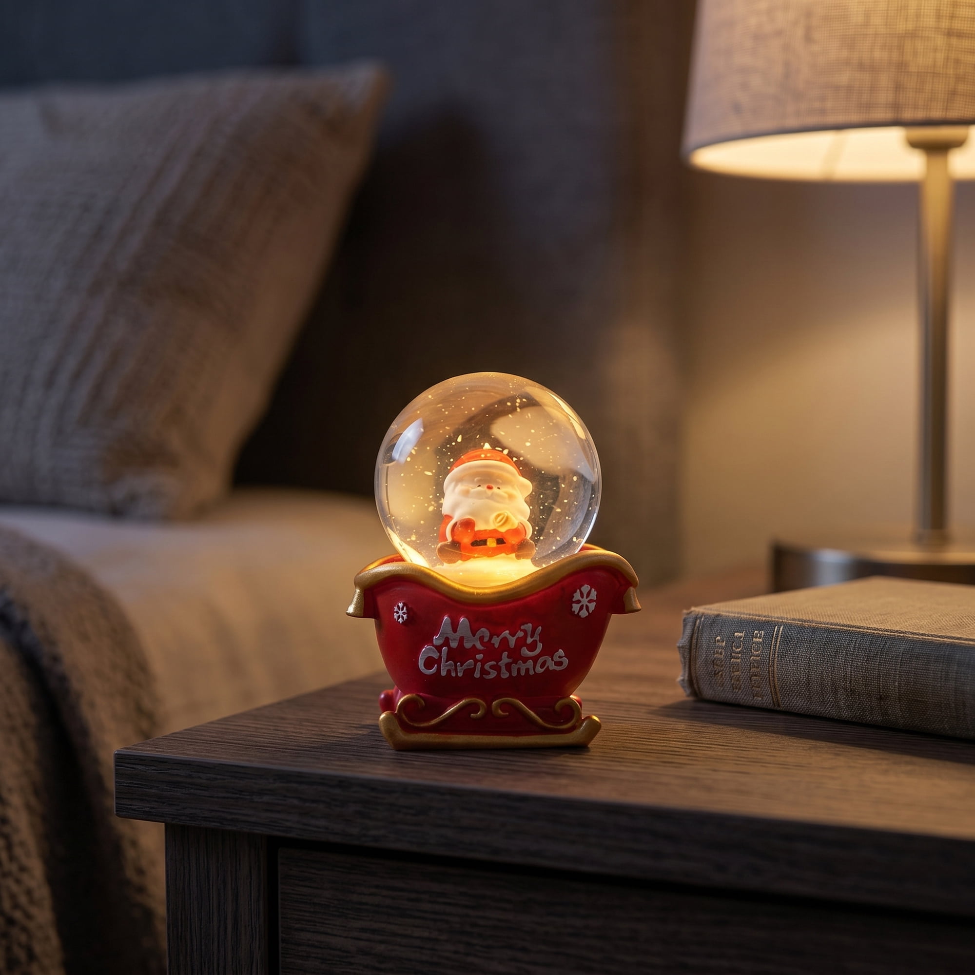 Unique Bargains Light Up Crystal Ball LED Glitter Snow Globe Red O 1.8" x 1.8" x 2.7"