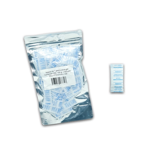 Gel de Sílice 1g 100pz Silica Gel Para Humedad DeseCamen SOBRES 1G